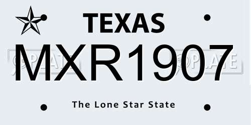 MXR1907 Texas License Plate