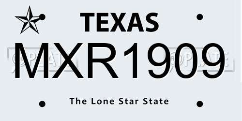 MXR1909 Texas License Plate