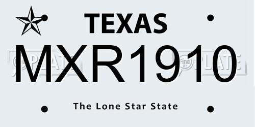 MXR1910 Texas License Plate