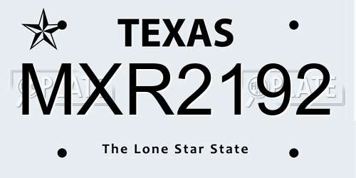 MXR2192 Texas License Plate