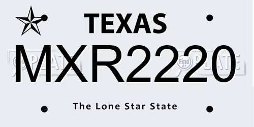 MXR2220 Texas License Plate