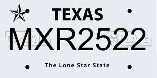 MXR2522 Texas License Plate