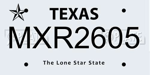 MXR2605 Texas License Plate
