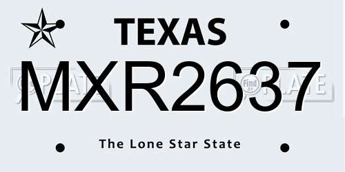 MXR2637 Texas License Plate