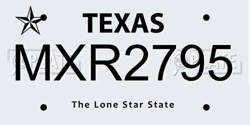 MXR2795 Texas License Plate