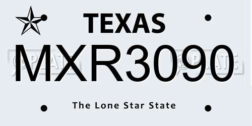 MXR3090 Texas License Plate