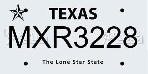 MXR3228 Texas License Plate