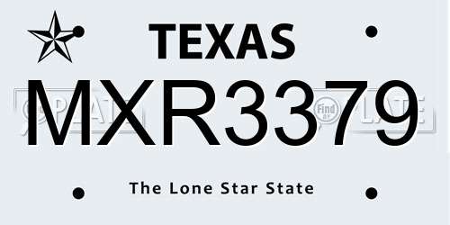 MXR3379 Texas License Plate