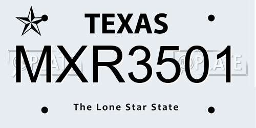 MXR3501 Texas License Plate