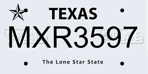 MXR3597 Texas License Plate