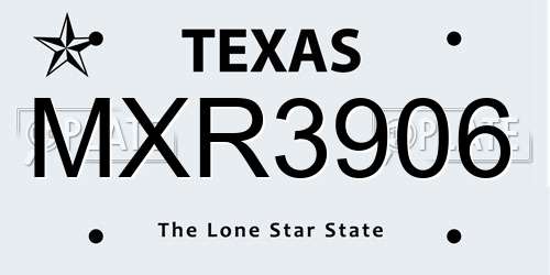 MXR3906 Texas License Plate