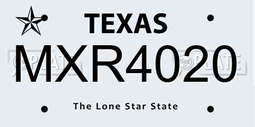 MXR4020 Texas License Plate
