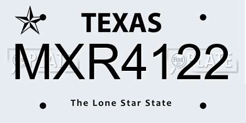 MXR4122 Texas License Plate