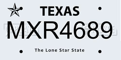 MXR4689 Texas License Plate