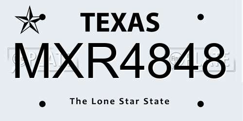 MXR4848 Texas License Plate
