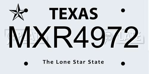 MXR4972 Texas License Plate
