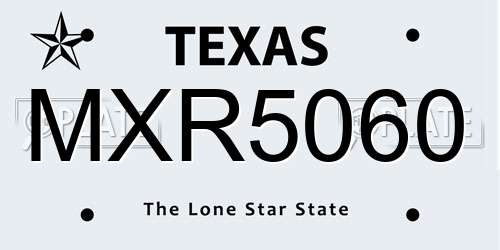 MXR5060 Texas License Plate