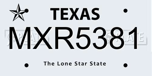MXR5381 Texas License Plate