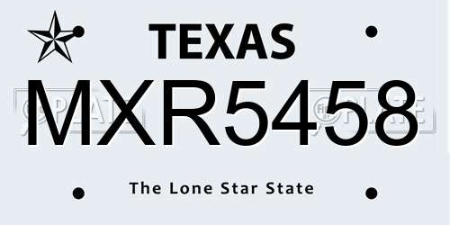 MXR5458 Texas License Plate