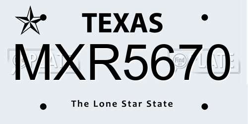 MXR5670 Texas License Plate