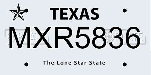 MXR5836 Texas License Plate