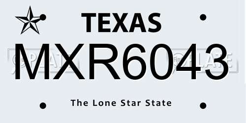 MXR6043 Texas License Plate