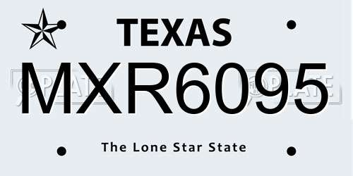 MXR6095 Texas License Plate