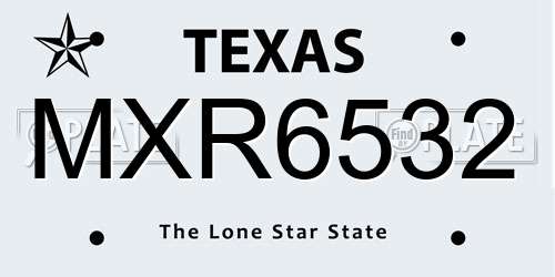 MXR6532 Texas License Plate