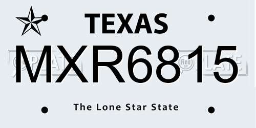 MXR6815 Texas License Plate