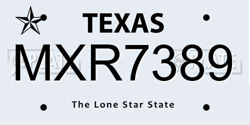 MXR7389 Texas License Plate