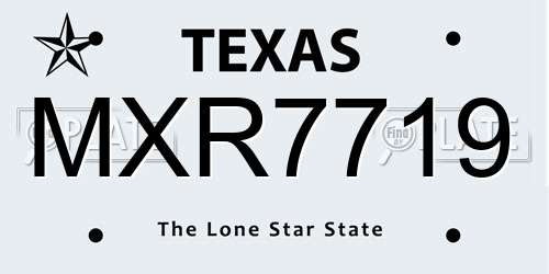 MXR7719 Texas License Plate