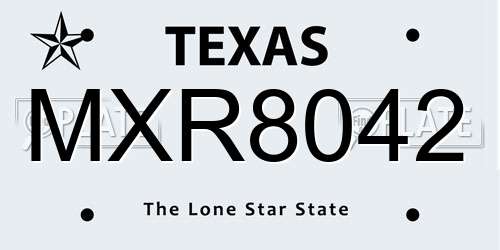 MXR8042 Texas License Plate