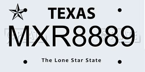 MXR8889 Texas License Plate
