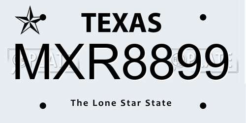 MXR8899 Texas License Plate