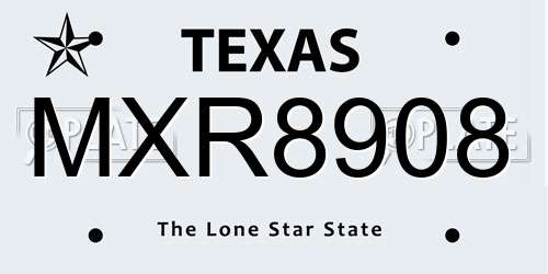 MXR8908 Texas License Plate