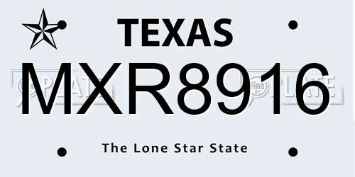 MXR8916 Texas License Plate