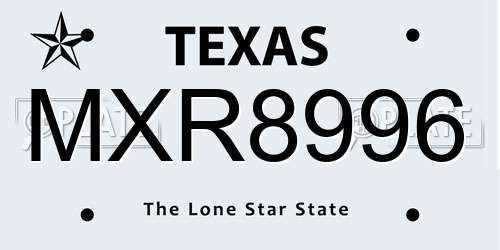 MXR8996 Texas License Plate