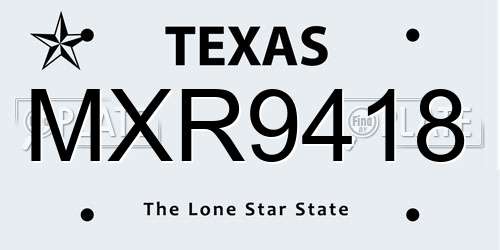 MXR9418 Texas License Plate