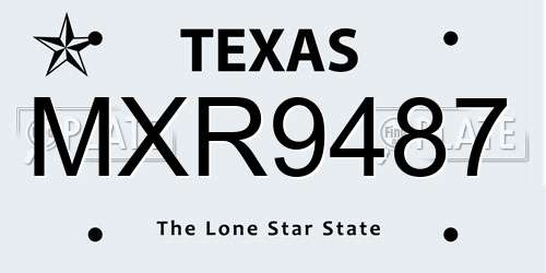 MXR9487 Texas License Plate