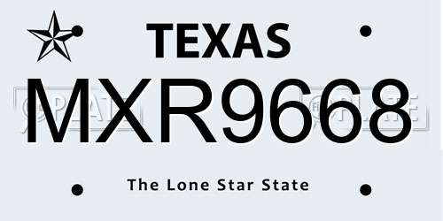 MXR9668 Texas License Plate