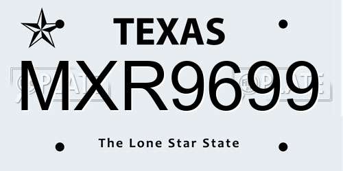MXR9699 Texas License Plate
