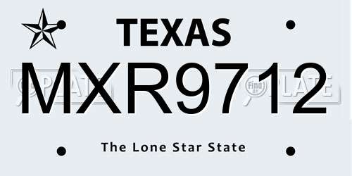 MXR9712 Texas License Plate