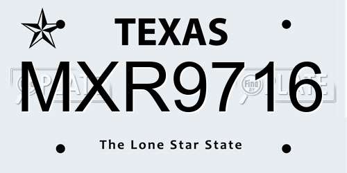 MXR9716 Texas License Plate