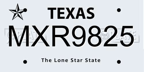 MXR9825 Texas License Plate