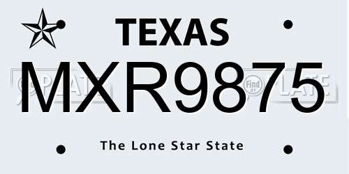 MXR9875 Texas License Plate
