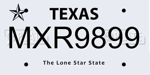 MXR9899 Texas License Plate