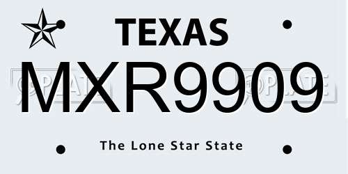 MXR9909 Texas License Plate