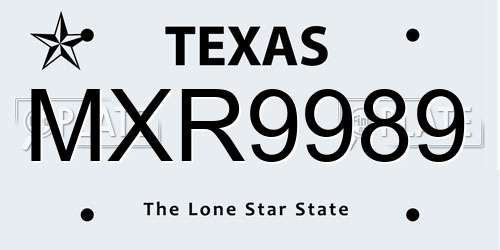 MXR9989 Texas License Plate