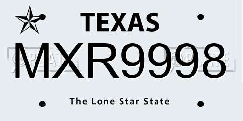 MXR9998 Texas License Plate