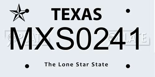 MXS0241 Texas License Plate